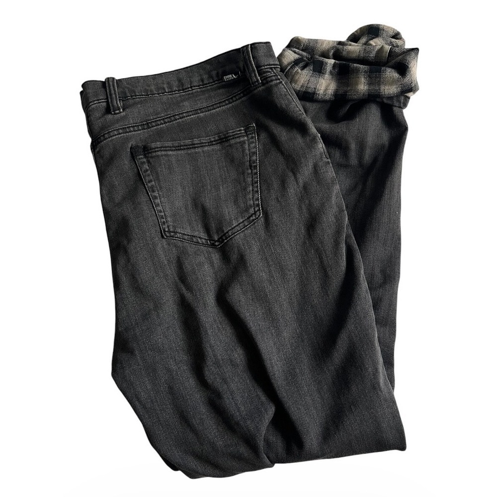 Eddie Bauer Jeans Womens 14 (36x32) Gray Boyfriend Midrise Slim Flannel Lined